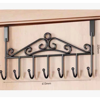 Suporte de porta com 7 ganchos 41x22.5cm, instalação sem furos, universal para cozinha, banheiro e quarto.