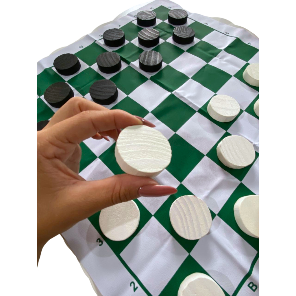 Tabuleiro de Damas Jogo Gigante Tabuleiro Escolar Dama Grande Napa 46x46 cm