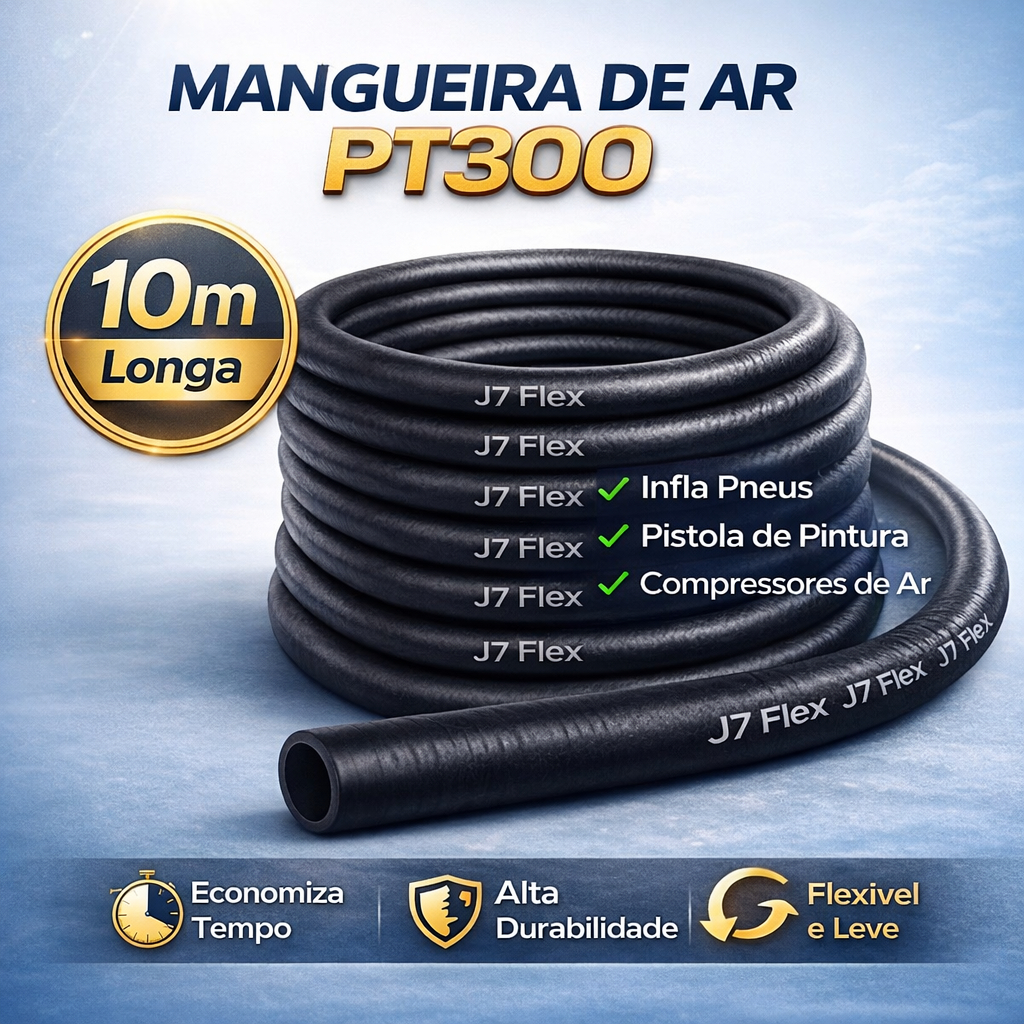 Mangueira de Compressor 10 metros 1/4 PT300 Ar Comprimido Mangueira Pneumatica.