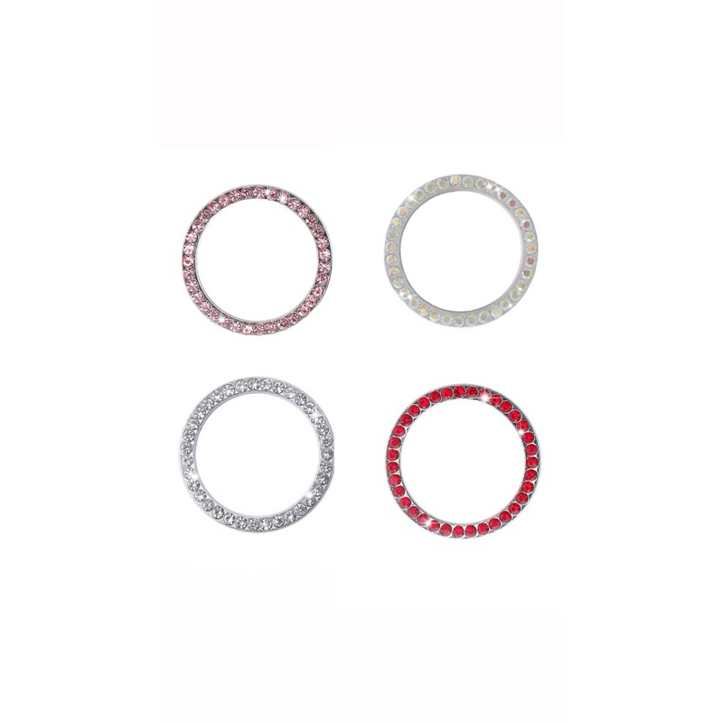 Enfeite Anel Botão de Partida Start Stop Diamantes Rosa Pink