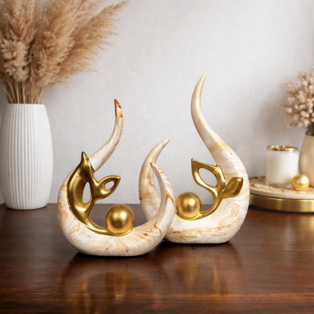 Dupla Decoração Sala Vaso Cerâmica Enfeite Rack Estante Luxo Decorativo Painel