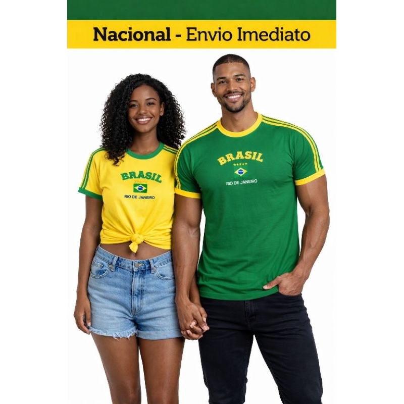 Blusa do Brasil Masculina/Feminina/Unissex Retrô bordada para Copa do Mundo 2026 em Oferta na Shopee