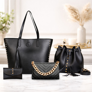 Kit 4 Bolsas Femininas Premium | Bolsa Grande + Saco + Transversal Corrente + Carteira Elegante em Oferta na Shopee