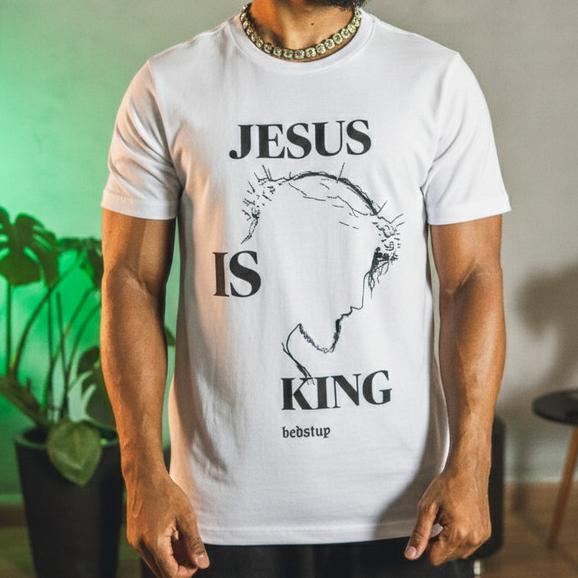 Camiseta Cristã Oversized Masculina Feminina Estampada Jesus Is King 100% Algodão
