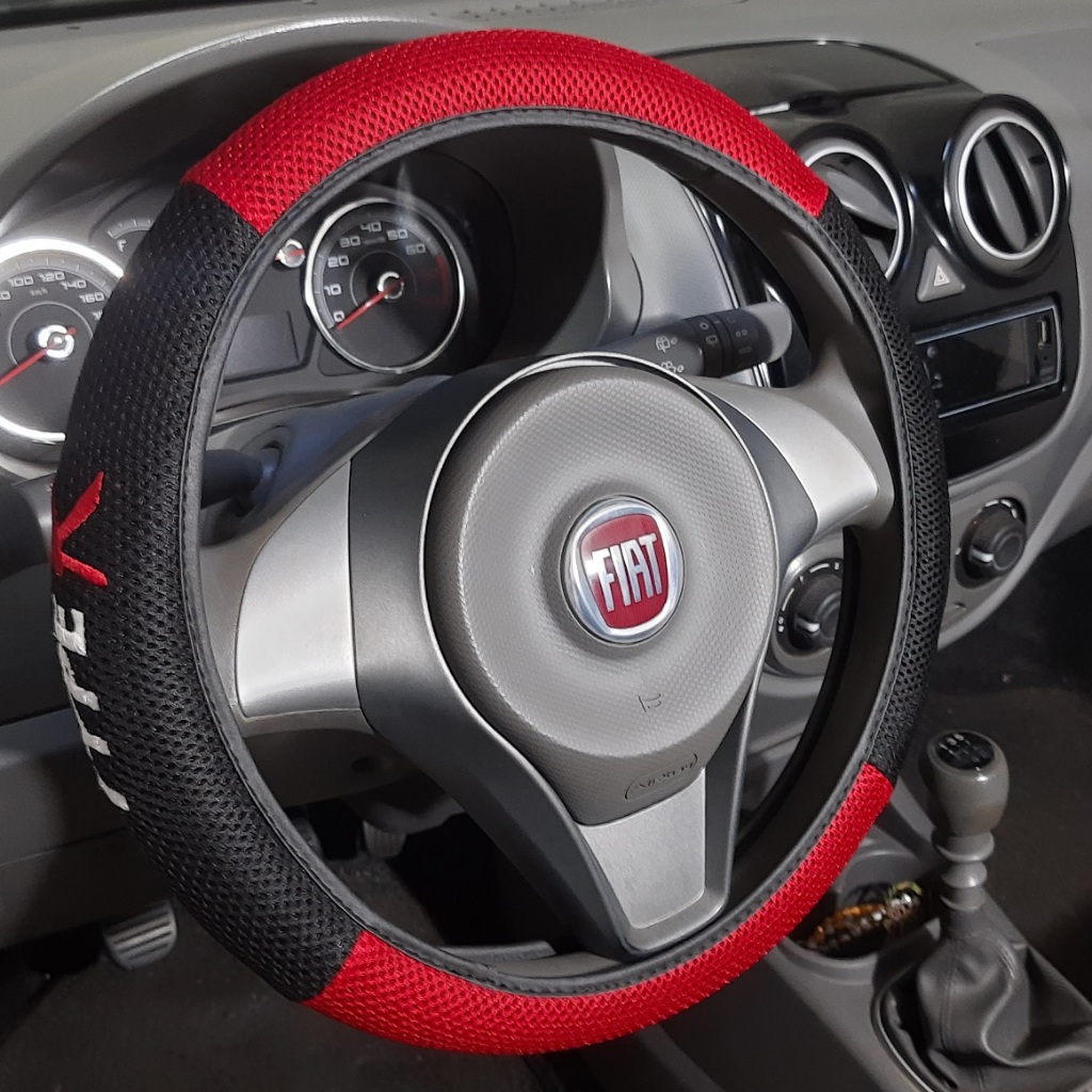 Capa de Volante TypeR Tecido Respirável Emborrachada Antiderrapante Macia Universal 38CM Conforto Premium