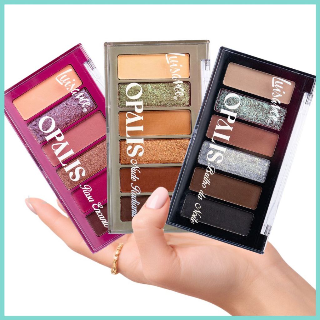 Paleta de Sombras Luisance Opalis Rosa Nude Brilho Matte e Cintilante Compacta Pigmentada