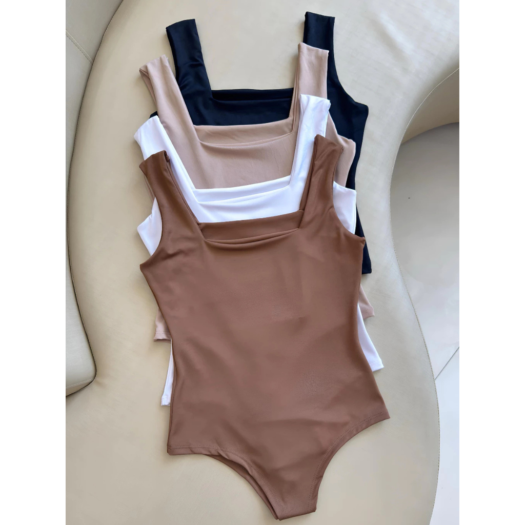 Kit 2 Body Feminino Decote Quadrado Alças Grossas Casual Elegante Perfeita