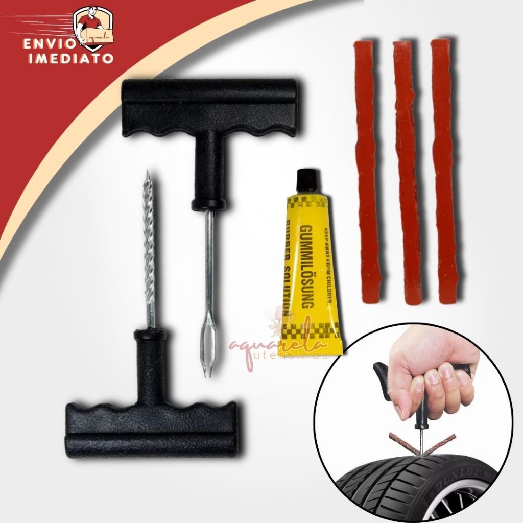 Kit de Reparo Para Pneu  Sem Câmara com 6 Peças Para Carro Moto Caminhão