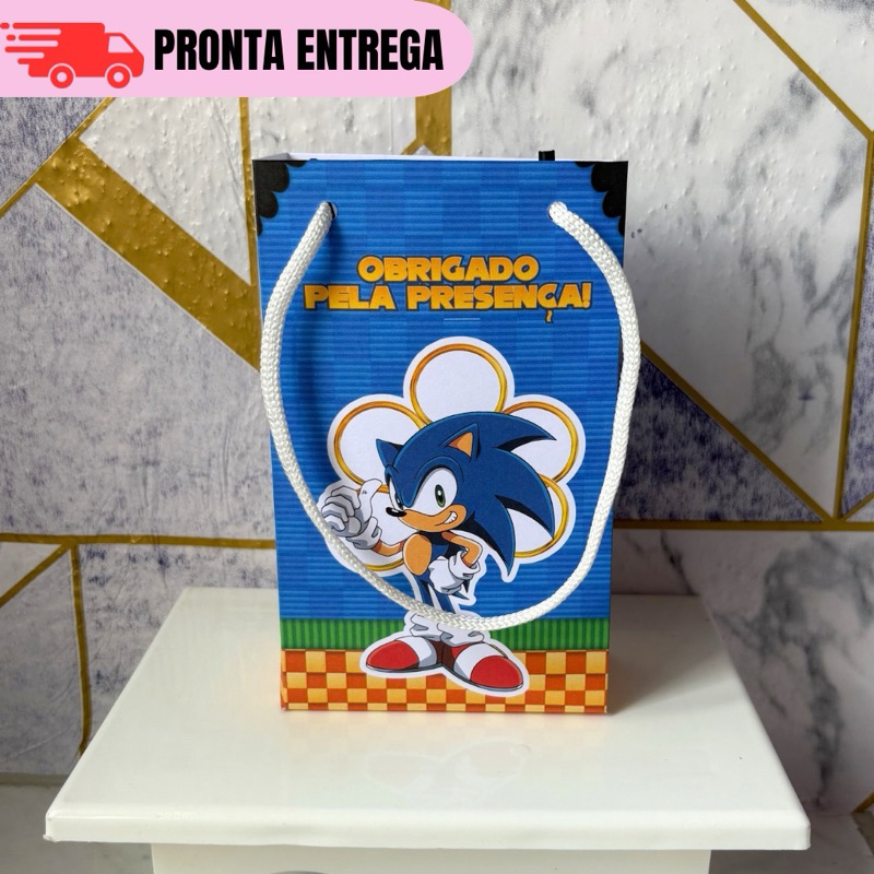 Kit Sacolinha Surpresa Personalizada Sonic Lembrancinhas Festa infantil  Aniversário PEGUE E MONTE