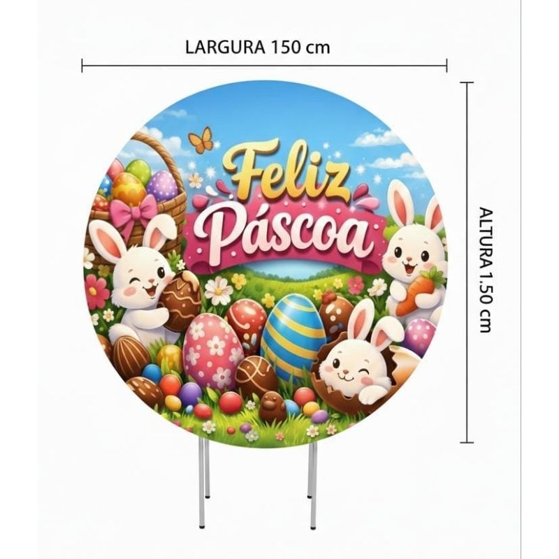 Capa Painel Redondo Fundo fotografico 1,50m x1,50m Páscoa Coelho em Oferta na Shopee