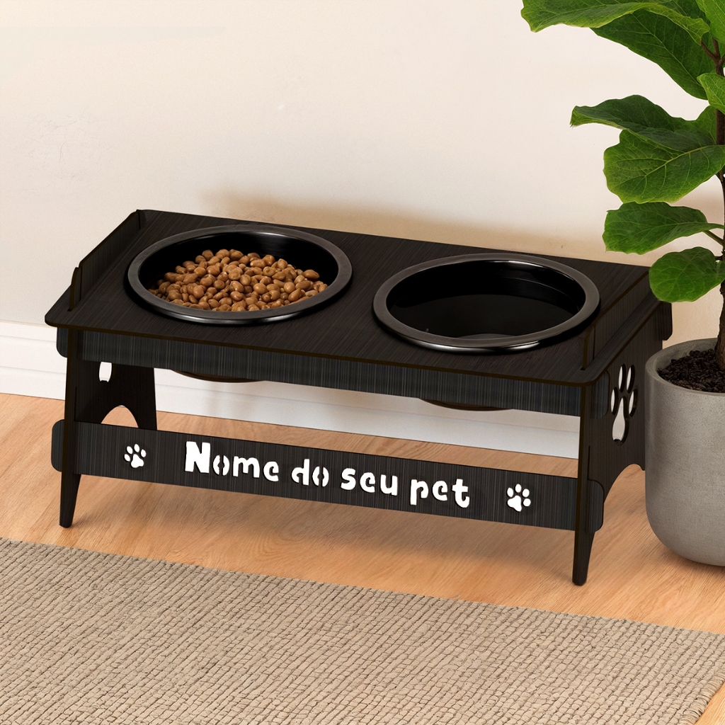 Comedouro Elevado Personalizado Gato Ou Cachorro De Madeira em Oferta na Shopee