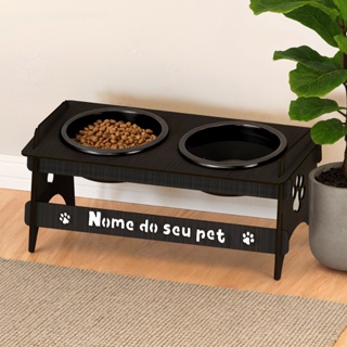 Comedouro Elevado Personalizado Gato Ou Cachorro De Madeira em Oferta na Shopee