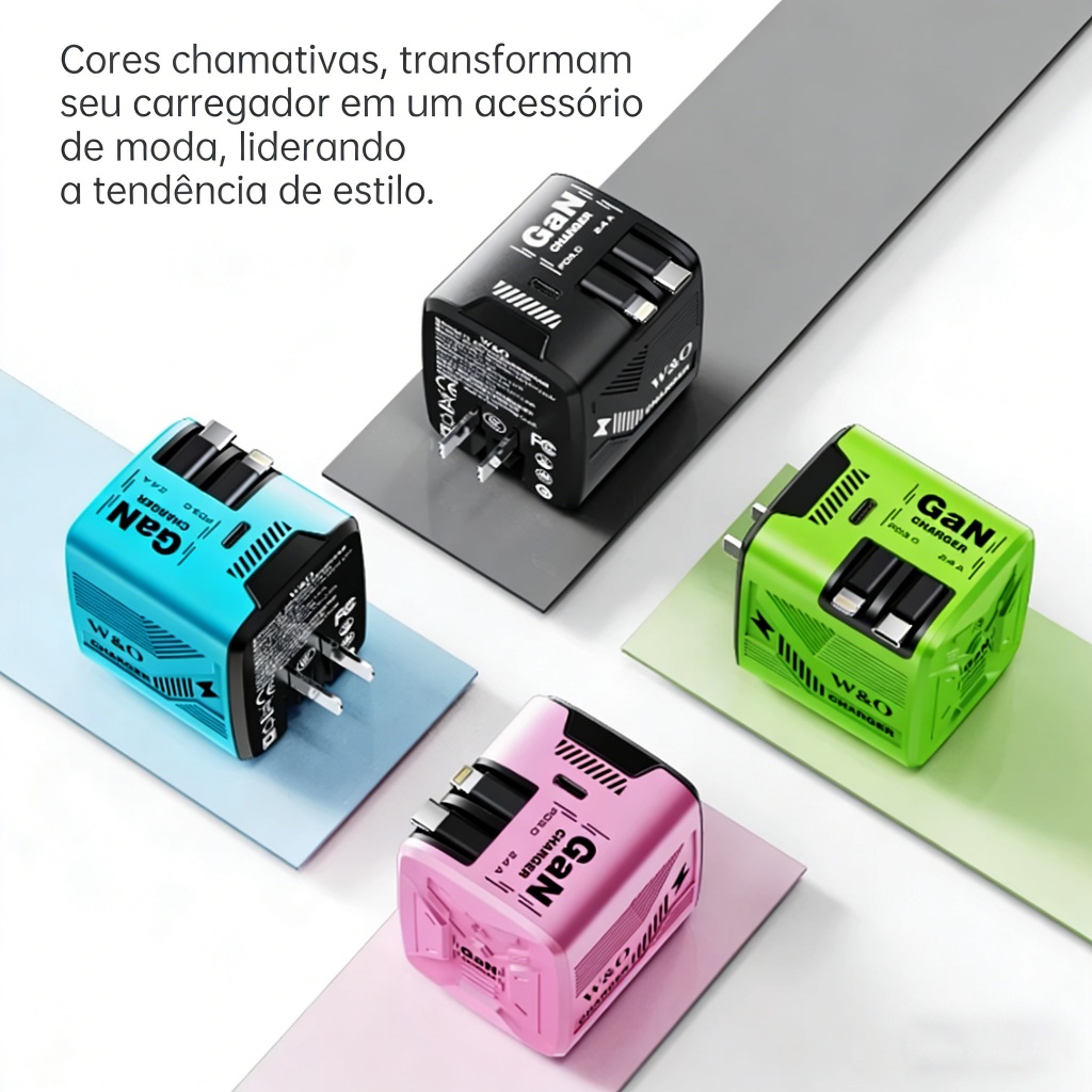 Carregador De Parede Portátil De Cabo GaN 120W De Carregamento Rápido Carregador para 3 em 1para iPhone e Samsung