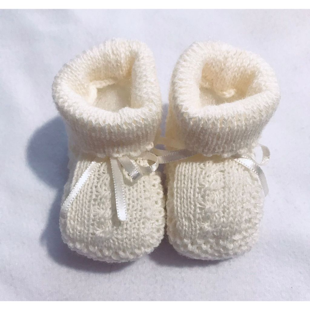 Botinha Sapatinhos Tricô Linho Neutro Unissex Bebê