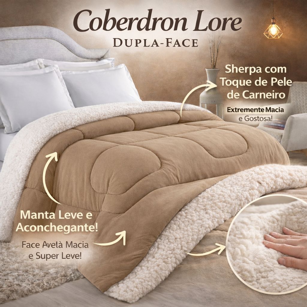 Coberdron Edredon Fofo Dupla-Face Casal Queen 2,20m x 2,40m Sherpa Quente Rosa Preto