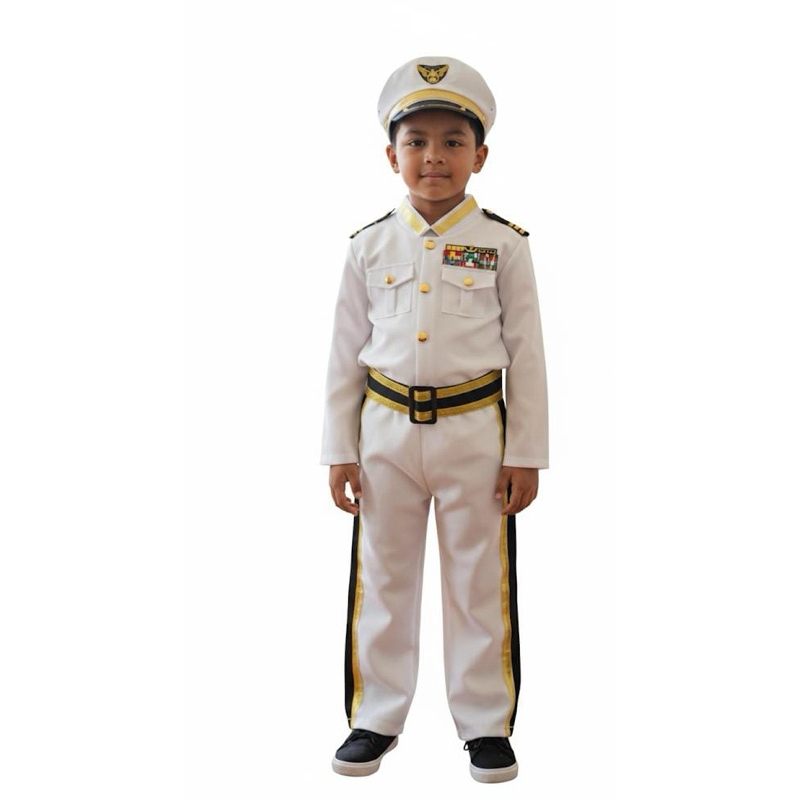 Fantasia infantil festa temática Farda branca Marinheiro Luxo acompanha chapéu e cinto cosplay