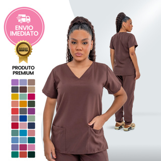 Conjunto Pijama Hospitalar Enfermagem Saúde Scrub Profissional Unidade Privativo Feminino em Oferta na Shopee
