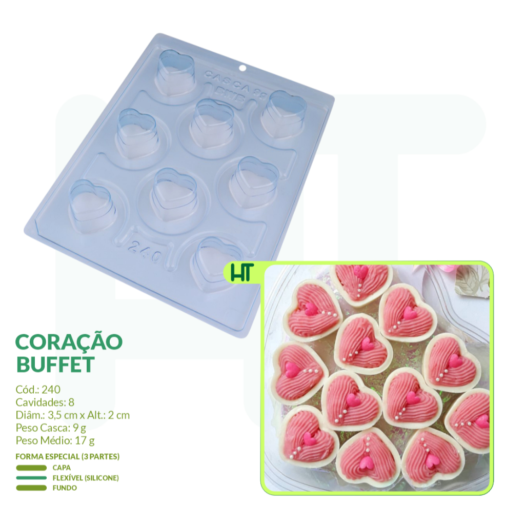 Forma para Chocolate Buffet Coração - BWB 240 - Forma Para Doces Finos Copinho de Coração em Oferta na Shopee