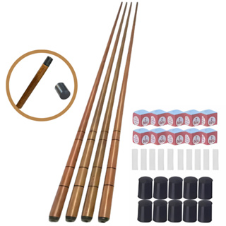 4 Tacos Sinuca Bilhar 1.45m + Kit Virolas Giz Azul E Branco em Oferta na Shopee