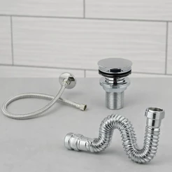 Kit Banheiro Lavabo Completo Cromado Sifão Universal + Engate 40cm + Válvula Click 7/8