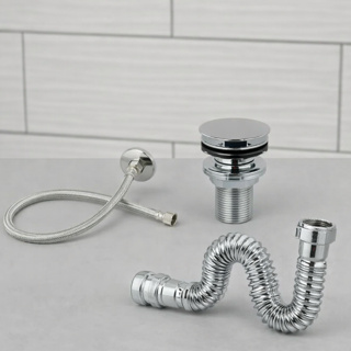 Kit Banheiro Lavabo Completo Cromado Sifão Universal + Engate 40cm + Válvula Click 7/8 em Oferta na Shopee