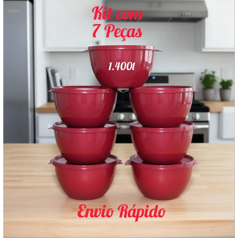 Kit Bowl de  Plástico hermético tigela com 7 peças de 1.400 L Prático ,Empilhável, BPA‑Free.