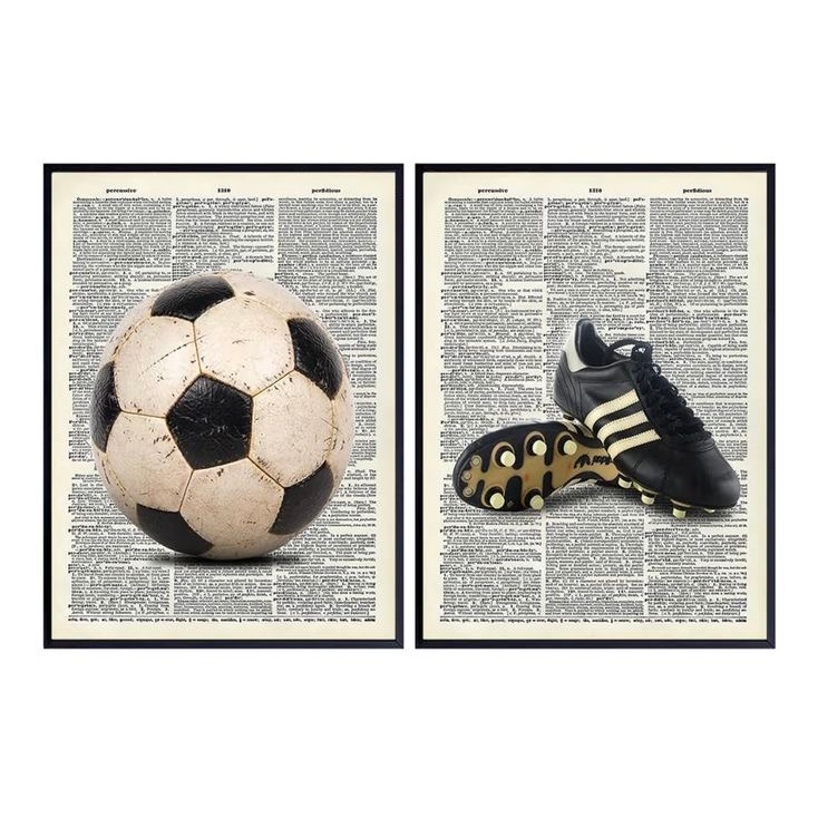 Quadros Decorativos Futebol Retrô Vintage Arte Dicionário Moldura Sala (2 peças)