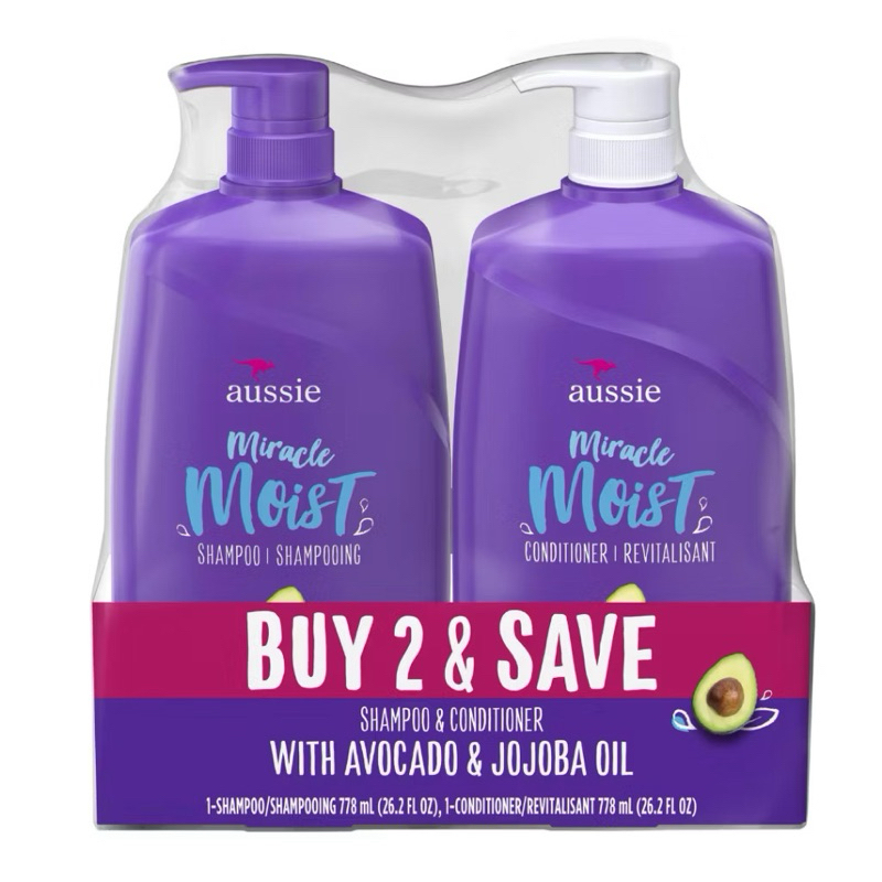 Kit Aussie Miracle Moist Duo Shampoo 778mL + Condicionador 778mL