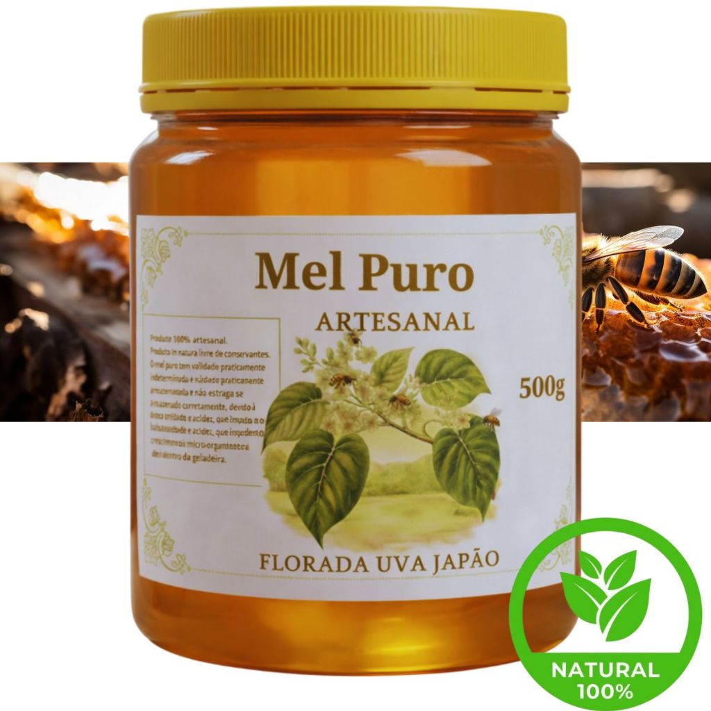 MEL PURO 100% ORGANICO FLORADA SILVESTRE UVA JAPÃO MEL ARTESANAL em Oferta na Shopee