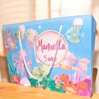 10 Sacolinhas Personalizadas FUNDÓ DO MAR aquarela(20x15x7cm) em Oferta na Shopee