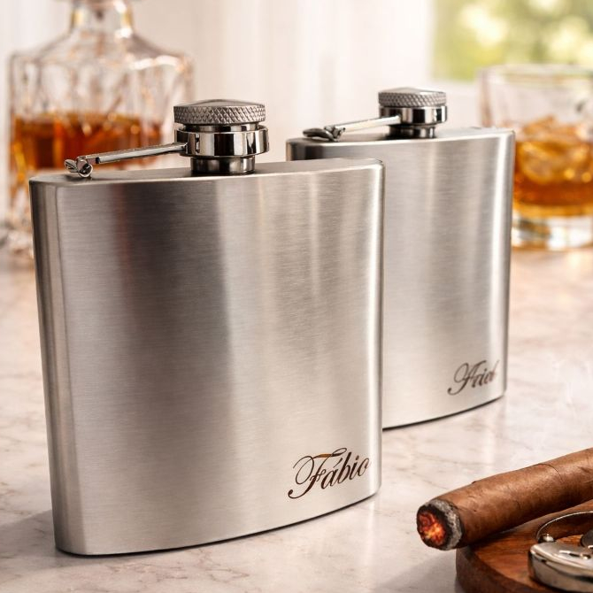 Porta Whisky Cantil Bebida Bolso Tequilla Personalizado Aço Inox