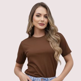 Camiseta Feminina Manga Curta Algodão Premium Slim Confortável Moda Gringa Blogueirinha em Oferta na Shopee