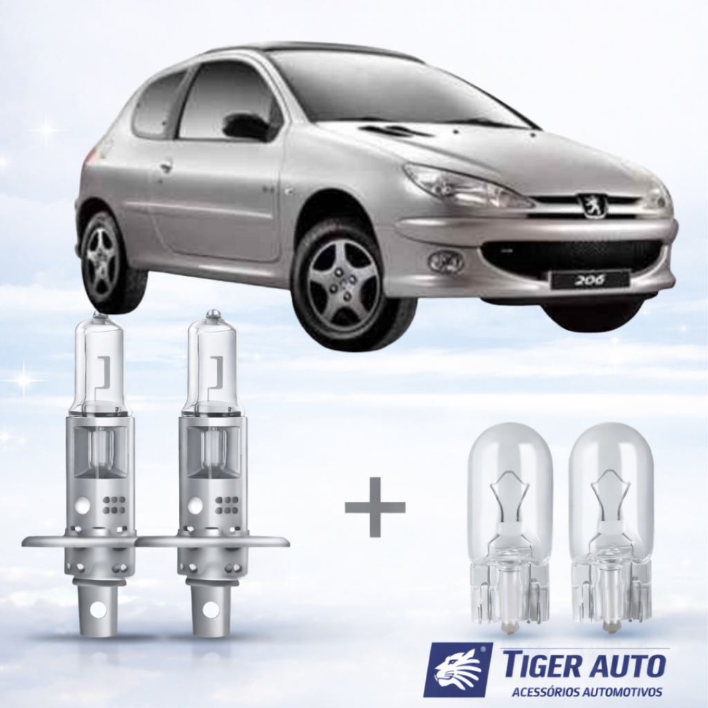 Lampada farol ALTO + LANTERNA PEUGEOT 206 2004 ATÉ 2008