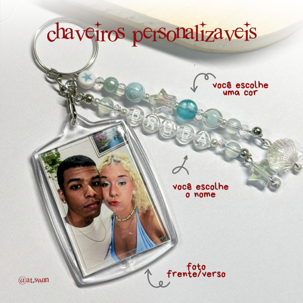 Chaveiro acrílico personalizável com foto (nome casal namorado chaveiro presente kpop exo twice coquette alternativo)