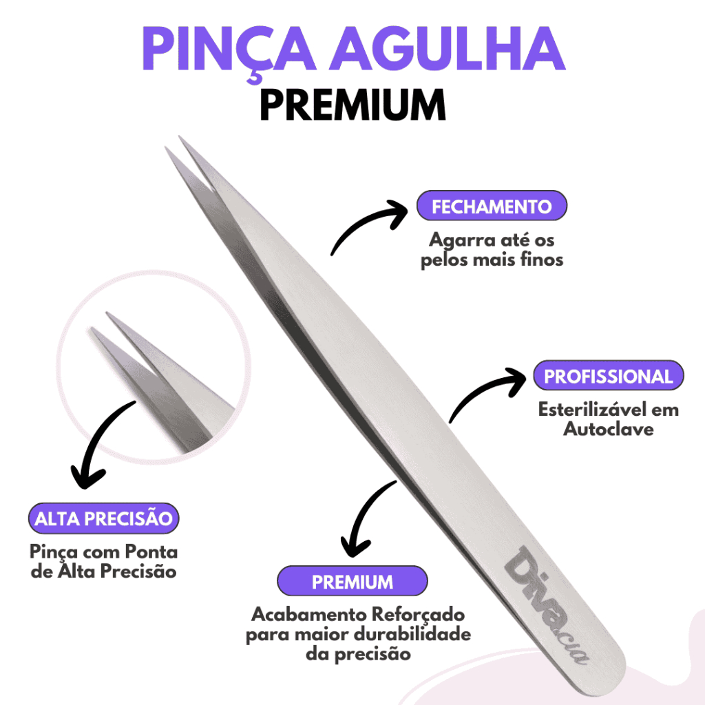 Pinça para Sobrancelhas Ponta Agulha Extra Fina de Alta Precisão Design de Sobrancelhas Autoclavável em Oferta na Shopee