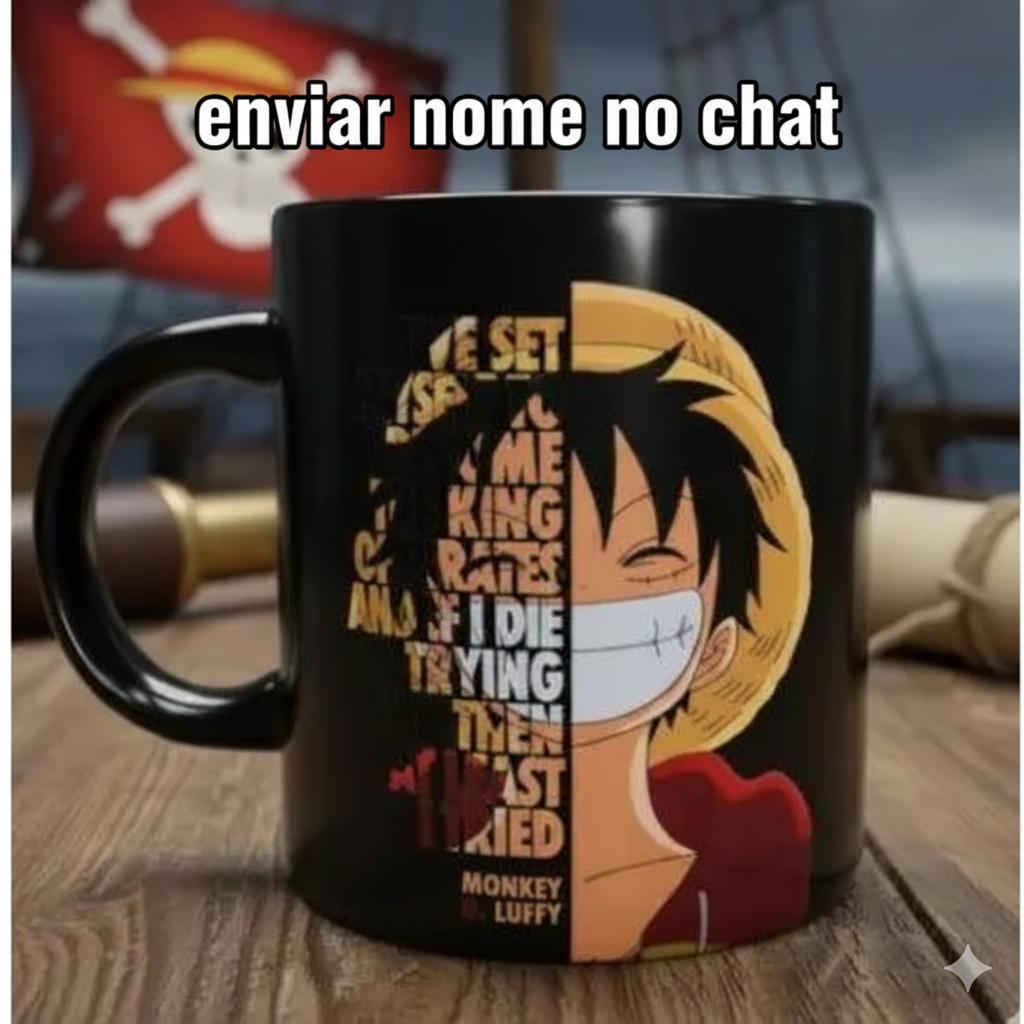 Oferta Imperdível Caneca Personalizada Preta One Piece Luffy Com Nome Presente Porcelana 325 Ml em Oferta na Shopee