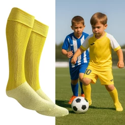 Meião Futebol Infantil 28 ao 32 Amarelo Ouro Cano Alto Esporte Solado Algodão