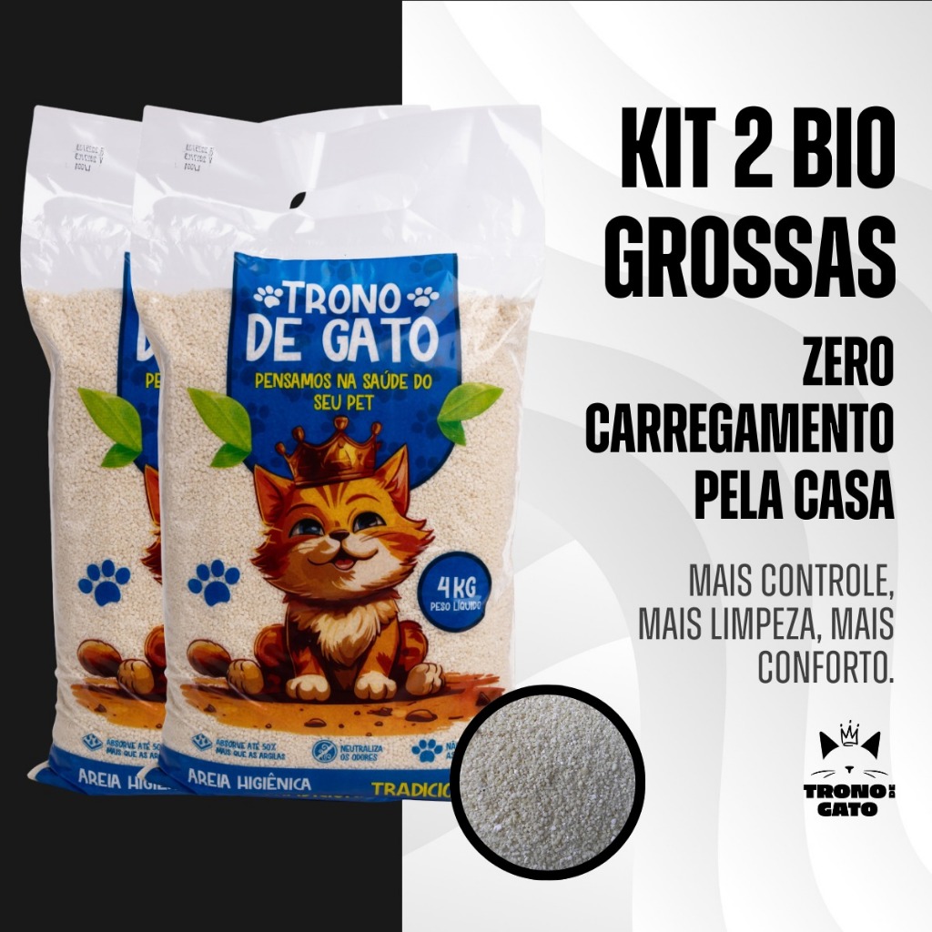 Kit 2 areias Bio Grossa Trono de Gato - Biodegradável Milho e Mandioca