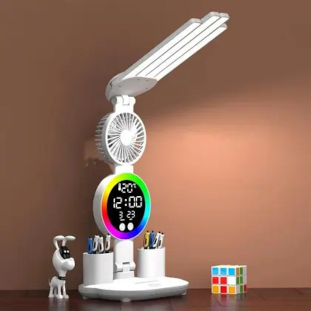 Relógio Led Tela Luz Escrivaninha Leitura Lâmpada
