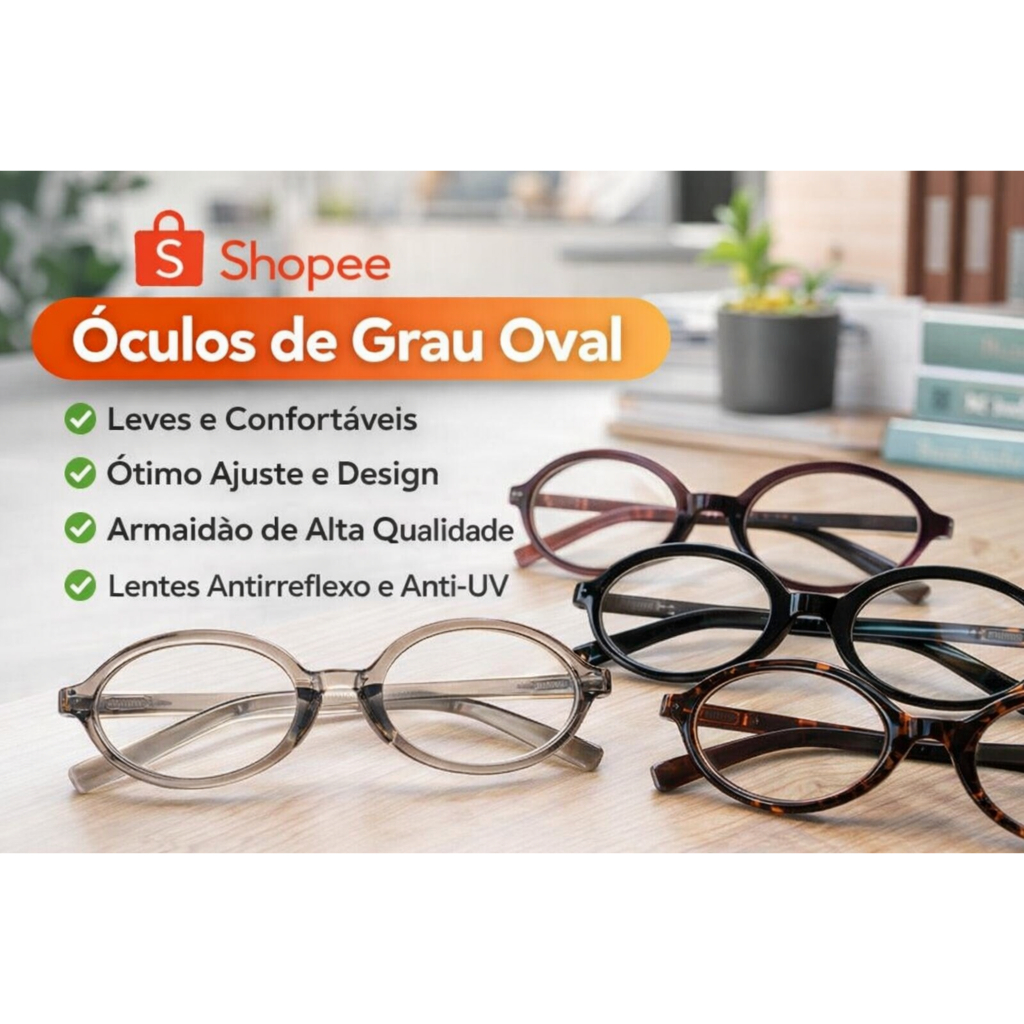 Óculos Feminino  Armação Retrô Ultra Leve Proteção para leitura