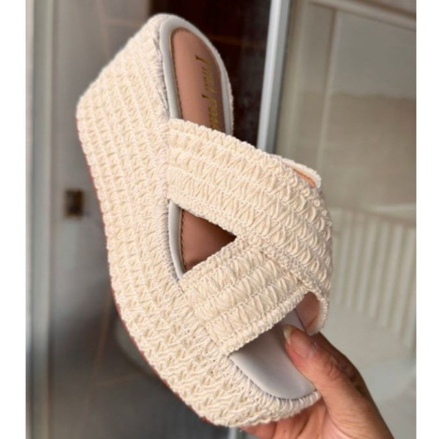 Sandália Feminina Plataforma 8 cm Leve Confortável trama crochê tendência 2026. em Oferta na Shopee