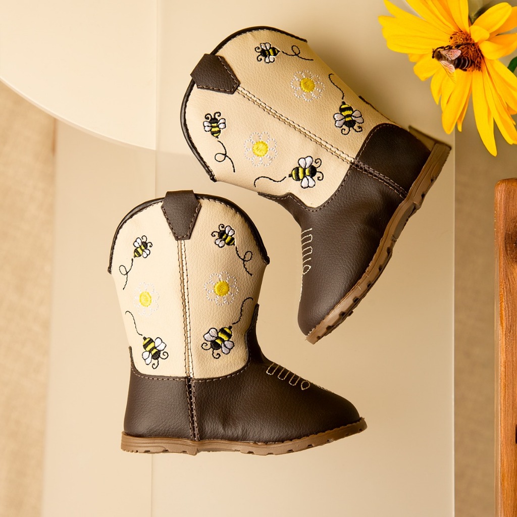 Bota Texana Infantil Bebê Sapatinho Country Caipira Menina Menino Cano Alto FARMFUN