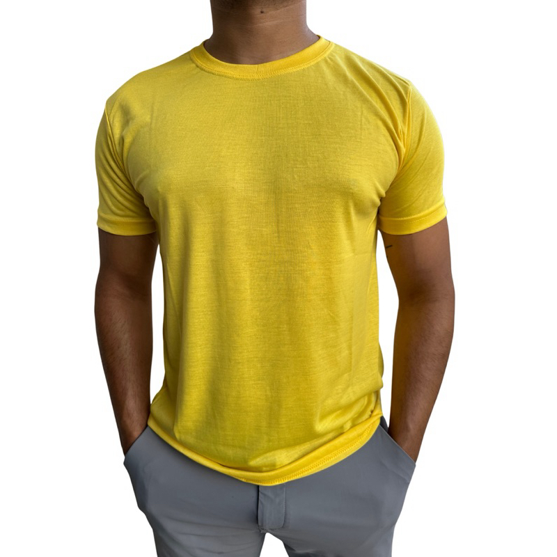 Camiseta Masculina Amarela 100% poliéster premium sublimação casual copa do mundo verão inverno não pega bolinha