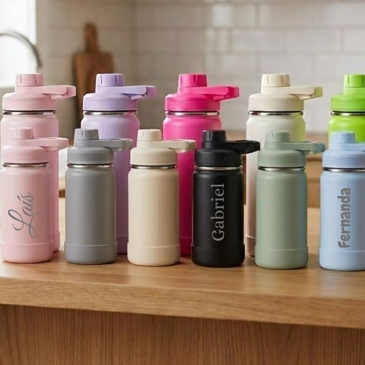Garrafa Térmica Água Personalizada Com Nome 550/350ml Alça Esportiva Protetor em Oferta na Shopee