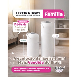 Lixeira Antiodor Tamanho FAMÍLIA 15 LITROS para quarto do Bebe, Banheiro, fraldas e Pet. em Oferta na Shopee