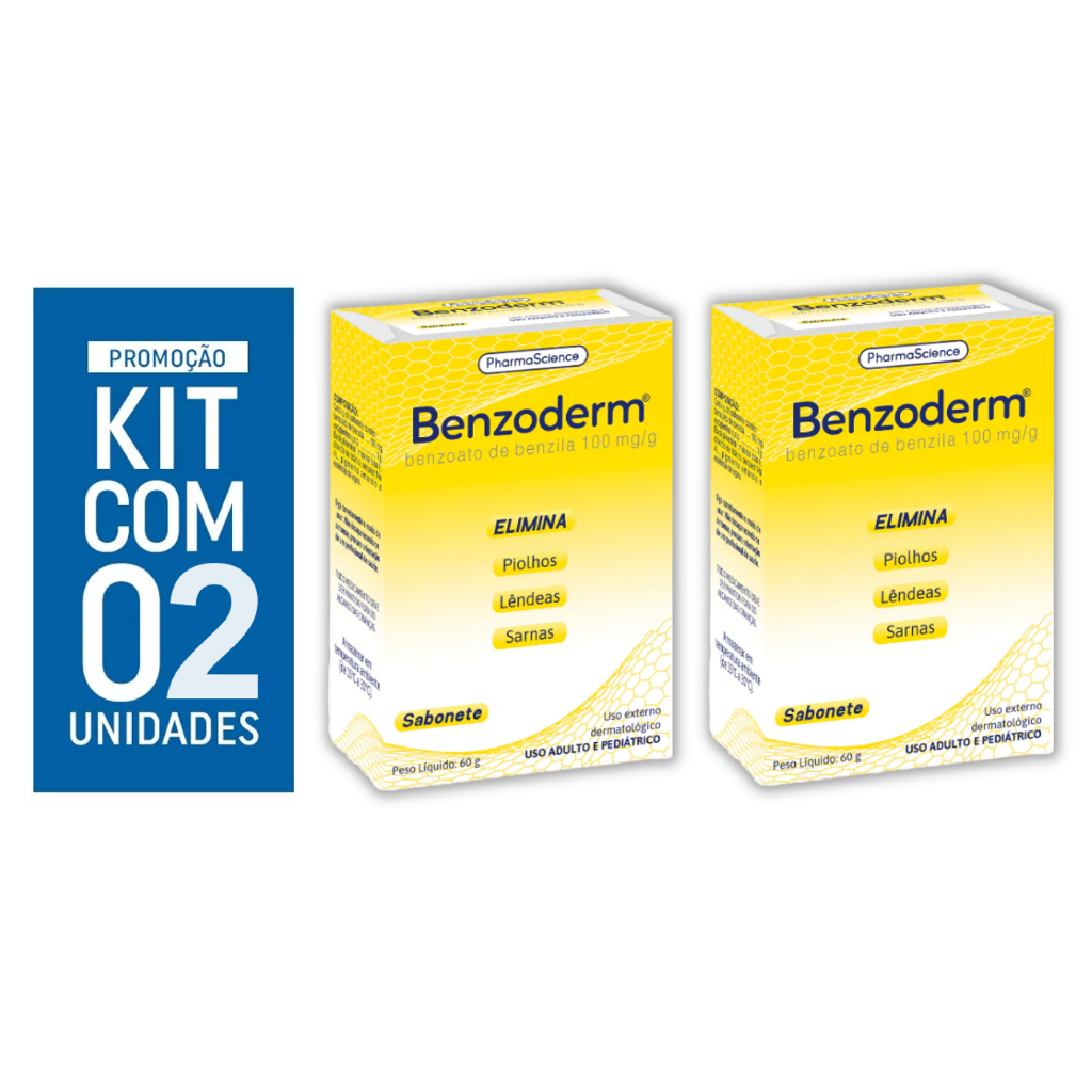 Kit Com 2  Benzoderm Sabonete 60g - Piolhos, Sarnas E Lêndeas em Oferta na Shopee