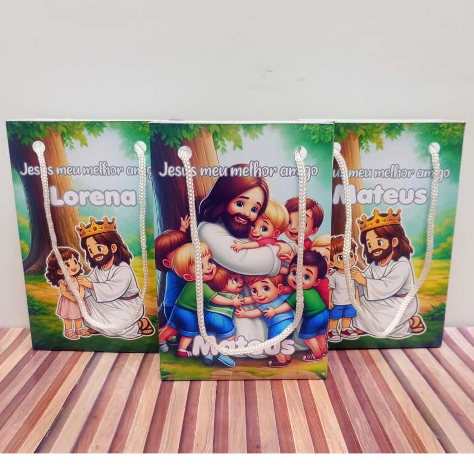 Sacolinhas personalizadas Jesus Meu melhor amigo PEGUE E MONTE Lembrancinha de aniversário Sacolinha surpresa