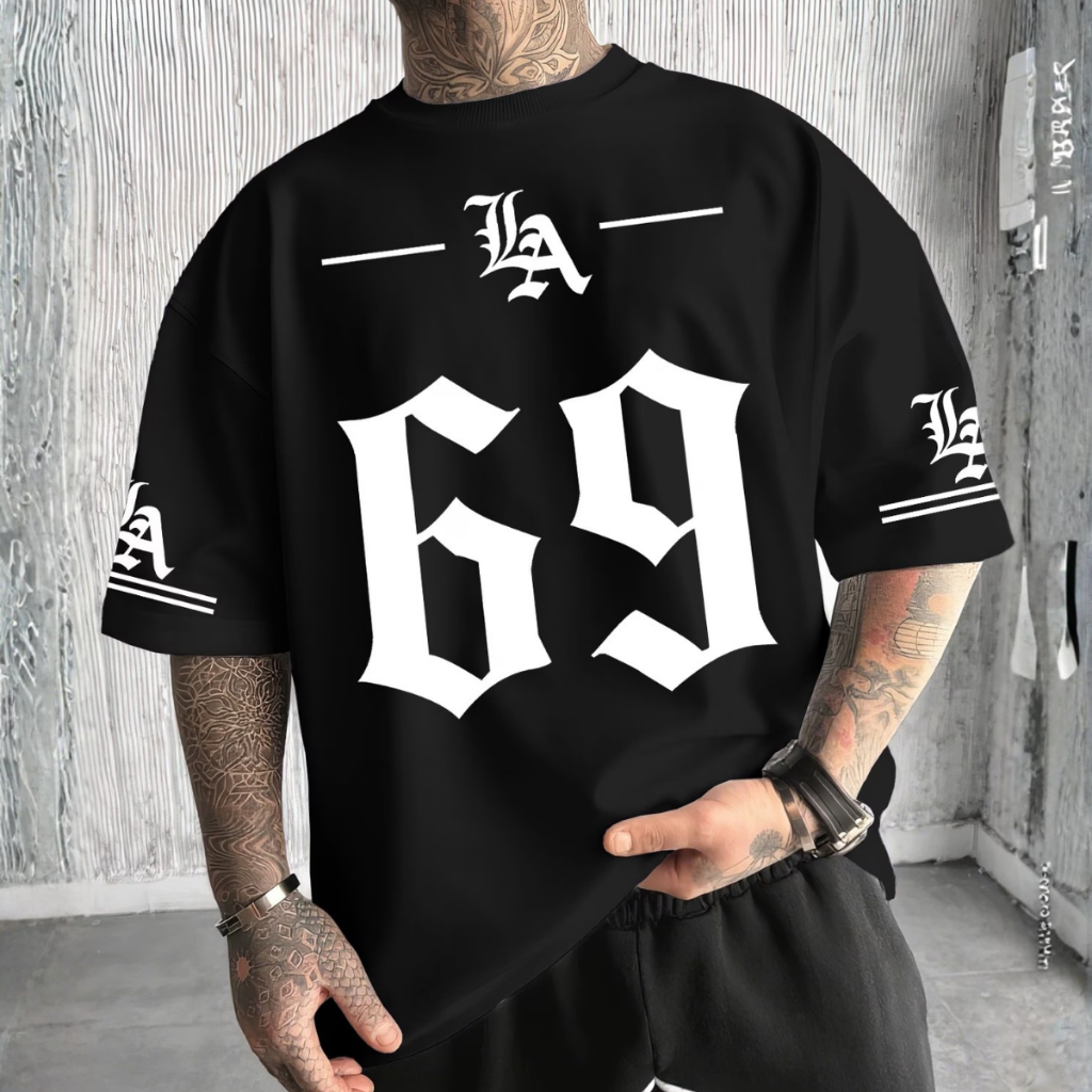 Camiseta Oversized Masculina Streetwear  69 Aesthetic Gringa Estilo Americano
