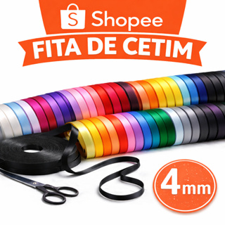 Fita de Cetim 4mm  Poliester com 100 Metros em Oferta na Shopee