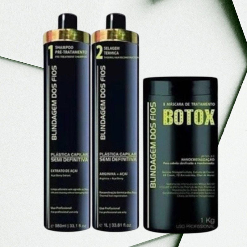 Kit Blindagem dos Fios Profissional + Shampoo 1L + Btx 1Kg em Oferta na Shopee